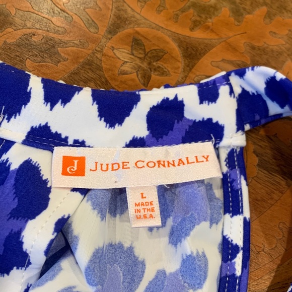 Jude Connally Blue and White Cheetah Pattern Sleeveless Dress Women’s Large - Picture 5 of 6